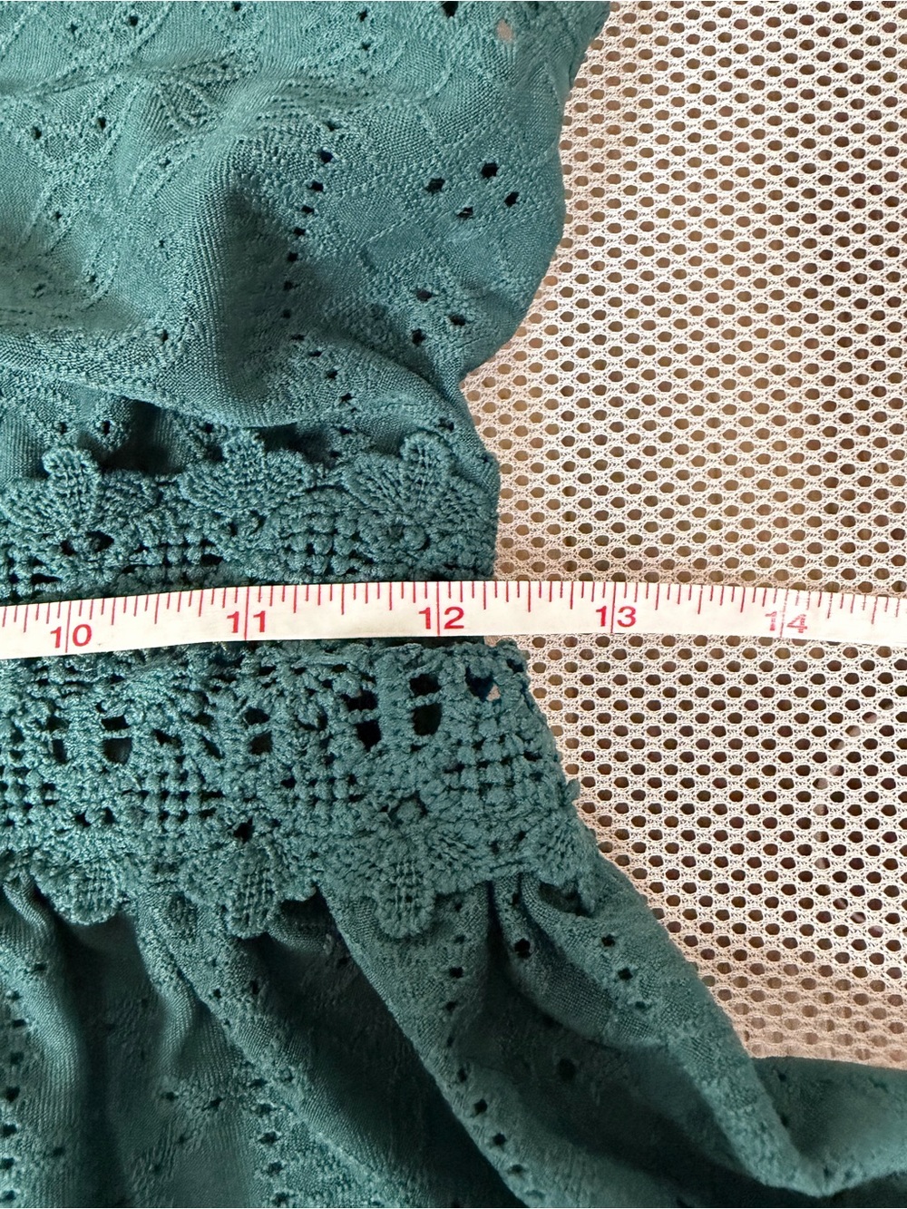 SHEIN Teal Green Eyelet Lace Babydoll Peplum Top Flutter Cap Sleeve V-Neck S EUC - Picture 14 of 14